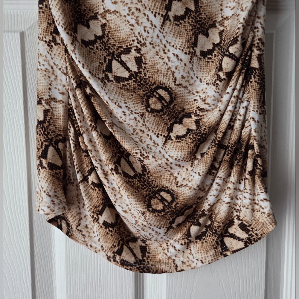 WHBM Brown Snake Print Ruched Blouse Size XS - Picture 4 of 11